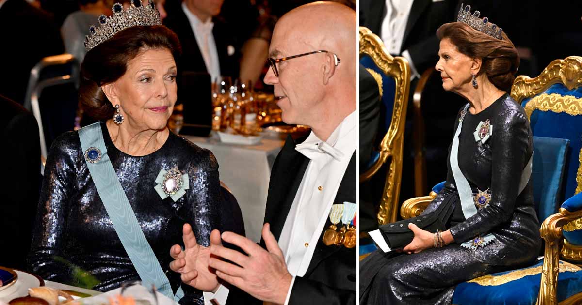 Drottning Silvia på Nobel 2024. Foto: Henrik Montgomery/TT & Pontus Lundahl/TT