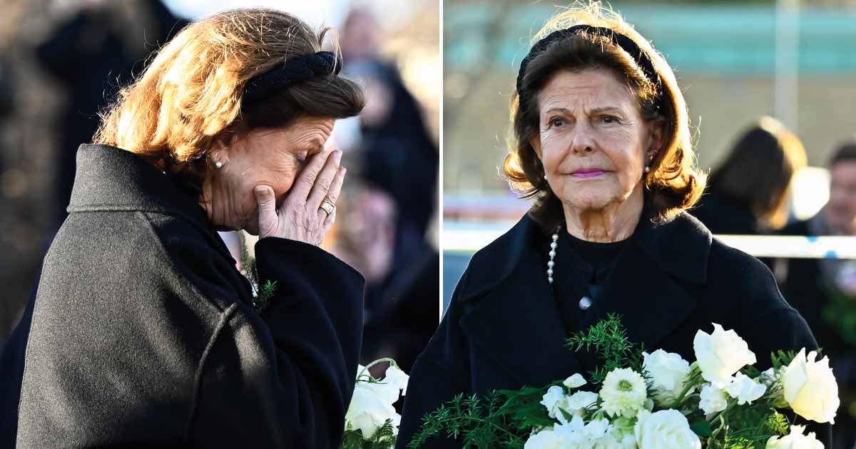 ÖREBRO, SVERIGE 20250205 Kung Carl Gustaf och drottning Silvia besöker minnesplatsen där sörjande placerat ljus och blommor utanför Risbergska skolan dagen efter skolskjutningen där minst 11 personer miste sina liv. Foto: Anders Wiklund / TT