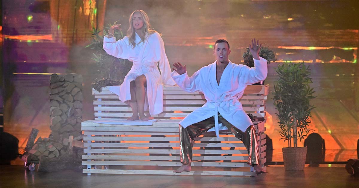 STOCKHOLM, SVERIGE 20250510 Ferry Svan och Filippa Strand under lördagens final i Let's dance i TV4. Foto: Viktoria Bank / TT