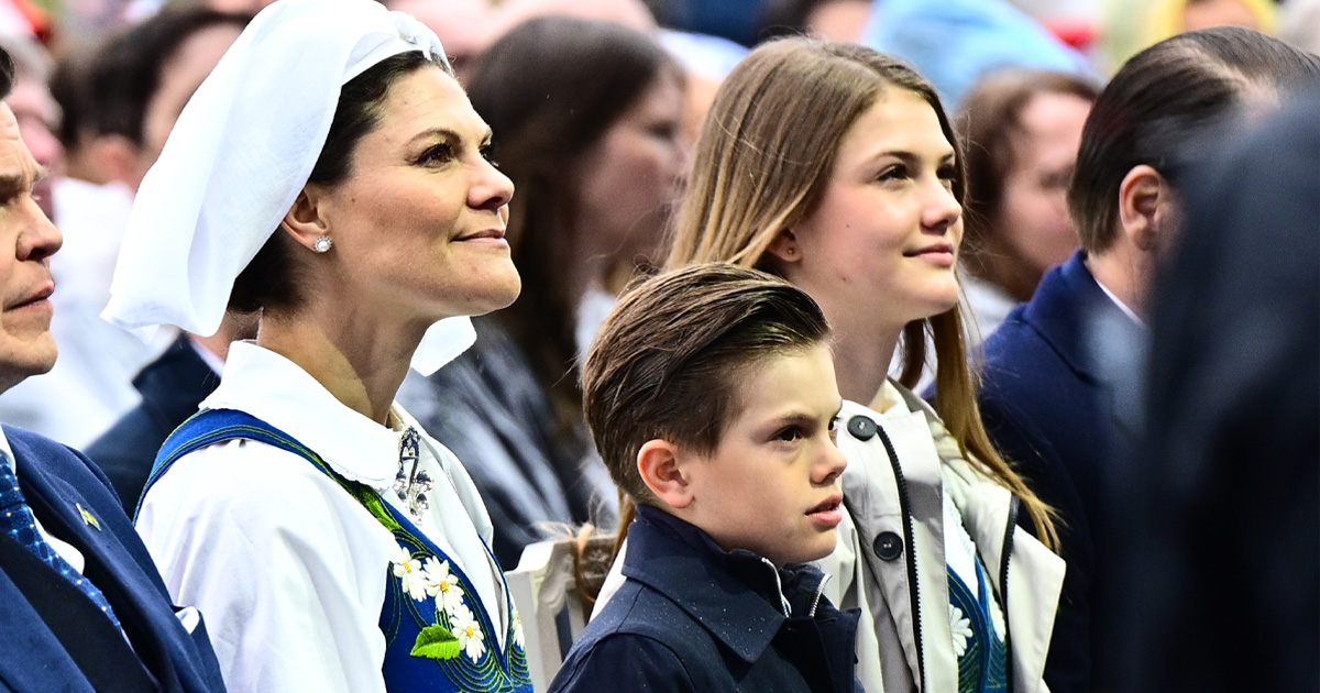 Prinsessan Estelle, Prins Oscar och Kronprinsessan Victoria.