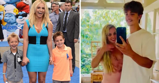 Britney Spears med sina söner.