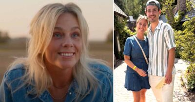 Ellinor Eke-Göransson med sambon Edvin Emanuelson efter "Bonde söker fru". Foto: TV4 & Instagram @ellinoreke