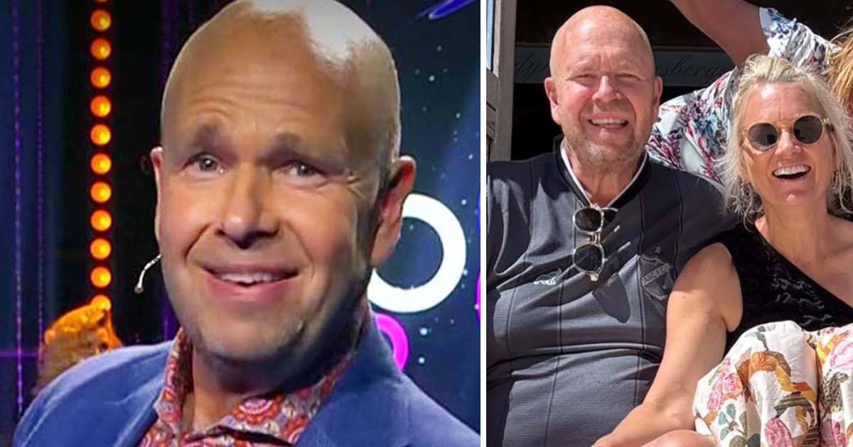 Lasse Kronér och kärleken Camilla visar upp sig. Foto: SVT & Instagram @lottaengbergofficial