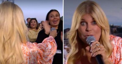 Pernilla Wahlgren och svärdottern Zoe-Fay Brown i Allsång på Skansen 2025. Foto: SVT