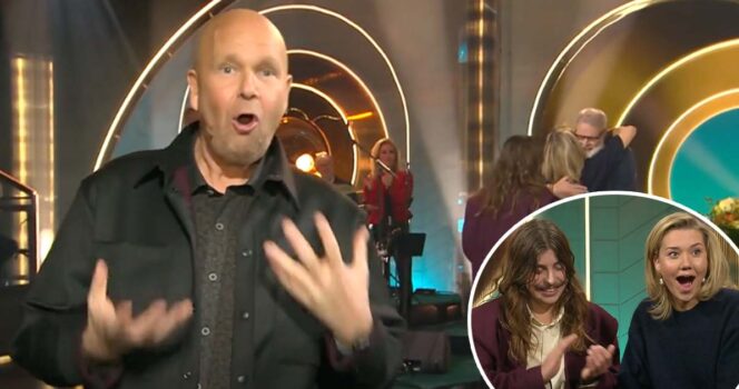 Lasse Kronér med Isak Löb och Emilia Rehnberg i "Doobidoo". Foto: SVT