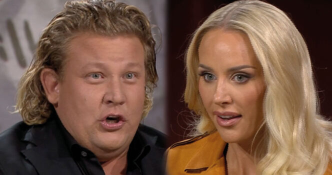 Karl Fredrik Gustafsson och Julia Franzén gästar "Skavlan & Sverige". Foto: SVT