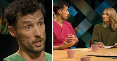 Jens Persson, läkare i SVT:s "Fråga doktorn" som leds av programledaren Sofia Rågenklint. Foto: SVT