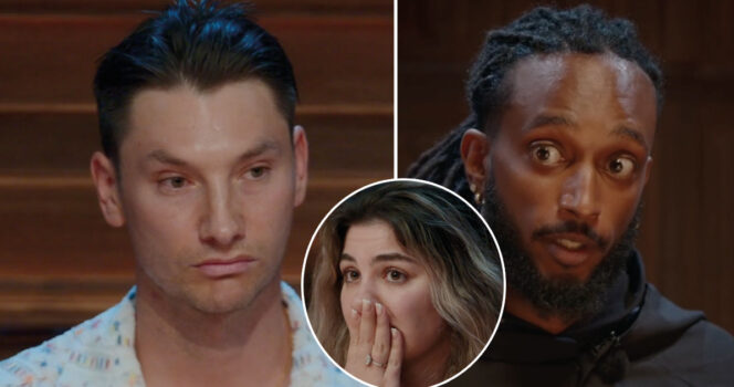 Alexander Pärleros, Matilda Allan och Ahmed Behran i Förrädarna. Foto: TV4