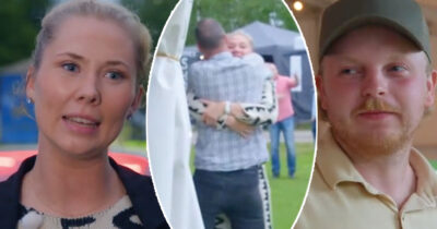 Bonde söker fru: Elin Fröding, okänd man och brevskrivaren Rasmus. Foto: TV4