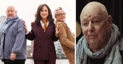 Gert Wingårdh, Petra Mede och Mark Isitt i "Så byggdes Sverige". Foto: SVT