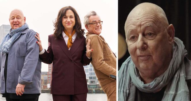 Gert Wingårdh, Petra Mede och Mark Isitt i "Så byggdes Sverige". Foto: SVT