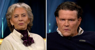 Per Morberg och Inese Bergs Morberg i Carina Bergfeldts talkshow