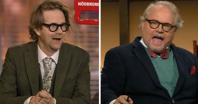 Anders "Ankan" Johansson och Fredrik Lindström i "På spåret".