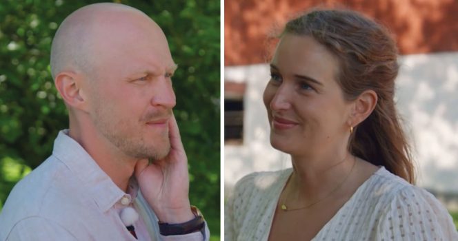 Bonde-Viktor Ronström och brevskrivaren Sara. Foto: TV4