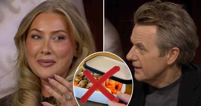 Hanna Friberg, matlåda, Fredrik Skavlan. Foto: SVT & Jessica Gow/TT