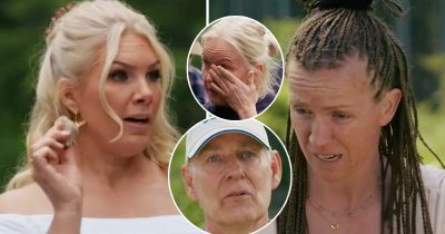 Anna Brolin med deltagare i Farmen 2026. Foto: TV4