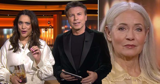 Farah Abadi, Jovan Radomir, Pernilla Månsson Colt i Sverige live. Foto: SVT