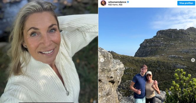 Ann Wilson visar upp sonen Tom