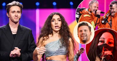 Hampus Nessvold, Gina Dirawi, Brandsta city släckers, Robin Bengtsson och Felicia fd Fröken Snusk i Melodifestivalen 2026. Foto: Henrik Montgomery/TT & Stina Stjernkvist/SVT