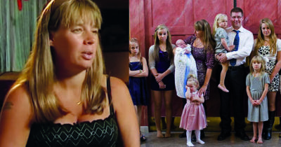 Carola Wetterholm med sina nio barn