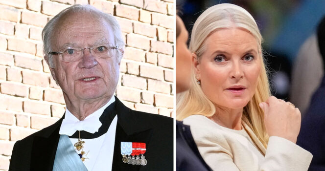Kung Carl XVI Gustaf och Mette-Marit. Foto: Fredrik Sandberg/TT & Ole Berg-Rusten/NTB/TT