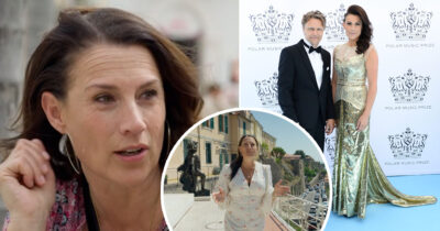 Jill Johnson i "Husjakt i solen" på TV3. Till höger med exmaken Håkan Werner. Foto: TV3 & Maja Suslin/TT