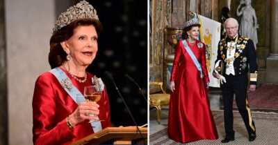 Drottning Silvia skålar för kungen 80 år. Foto: Jonas Ekströmer/TT & Pontus Lundahl/TT