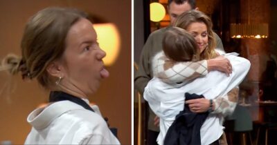 Anna Stoye ger en sista grimas innan hon lämnar "Sveriges mästerkock"