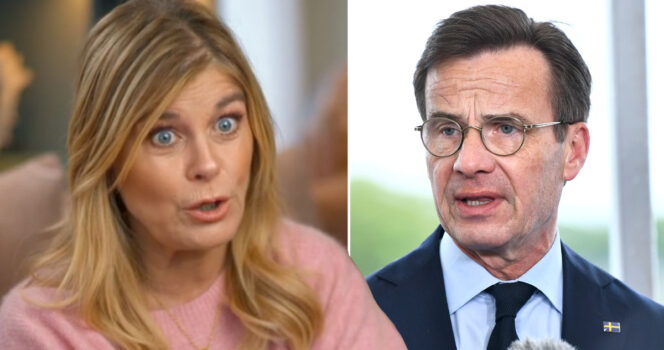 Pernilla Wahlgren och Ulf Kristersson. Foto: Kanal 5 & TT