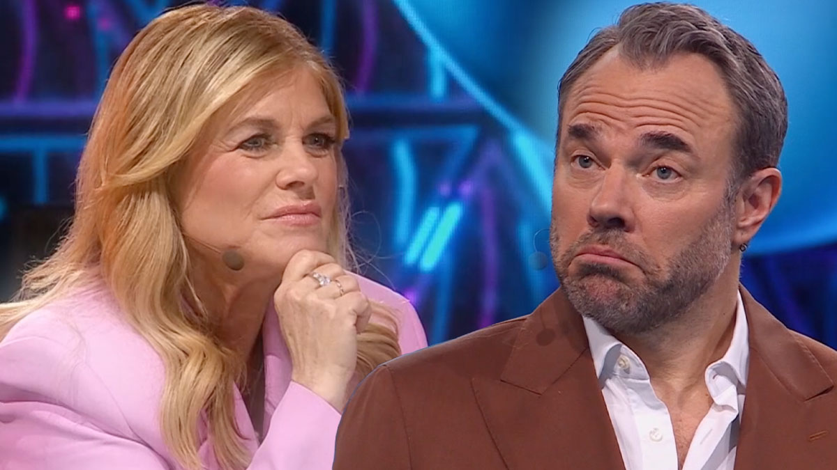 Pernilla Wahlgren och David Hellenius i "Masked Singer". Foto: TV4