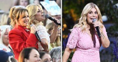 Pernilla Wahlgren och Lena Philipsson i säsongsfinalen av Allsång på Skansen 2026. Foto: Fredrik Sandberg/TT