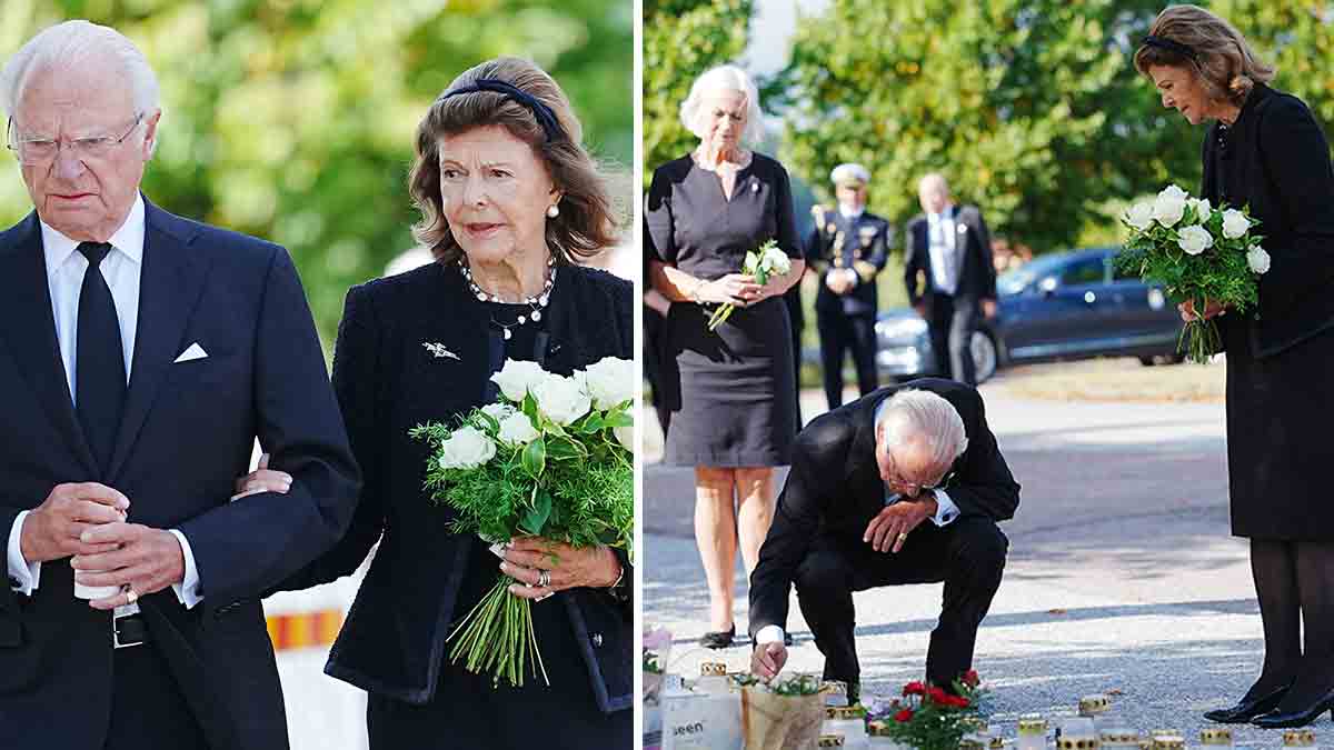 Sveriges kungapar besökte Fagersta med anledning av attacken på Brinellskolan.