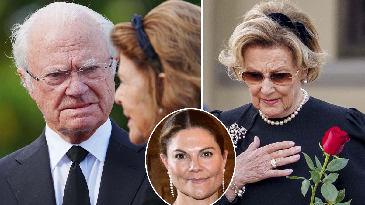Kung Carl XVI Gustaf, drottning Silvia, kronprinsessan Victoria och drottning Sonja. Foto: Magnus Lejhall/TT & Javad Parsa/NTB/TT & Jonas Ekströmer/TT