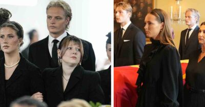 Marius Borg Høiby vid kung Haralds kista.