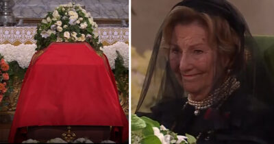Drottning Sonja på kung Haralds begravning