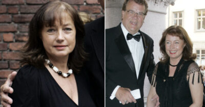 Eva Berghagen i svart klänning samt Lasse Berghagen i smoking tillsammans utomhus