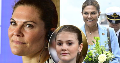 Kronprinsessan Victoria i två bilder, med infälld bild på prinsessan Estelle