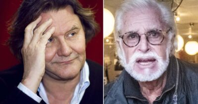 Johan Rabaeus håller handen mot pannan, Ulf Brunnberg ser bekymrad ut