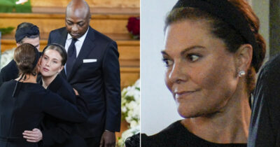 Durek Verrett och kronprinsessan Victoria på prinsessan Astrids begravning. Foto: Ole Berg-Rusten / NTB / TT & Foto: Stian Lysberg Solum / NTB / TT